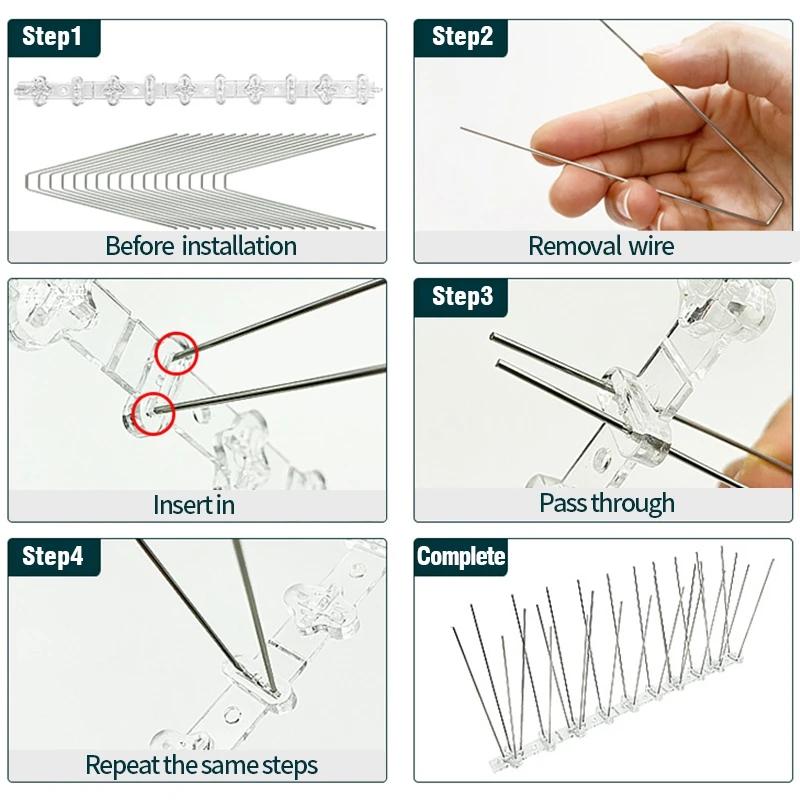 Pigeon Spikes Stainless Steel Repellent Stainless Steel Deterrent Trap Anti-Pigeon bird Squirrel Garden Fences Controls 1-10pcs