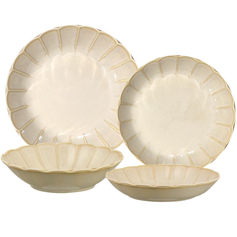 Japanese Retro White Glaze Ceramic Breakfast Plate - Creative and Simple Design for Cakes and More