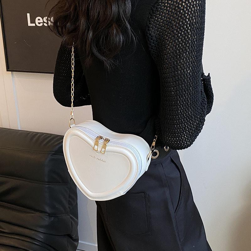 Trendy Ins Style Heart Bag Pu Material Sweet Fresh Shoulder Bag For Ladies