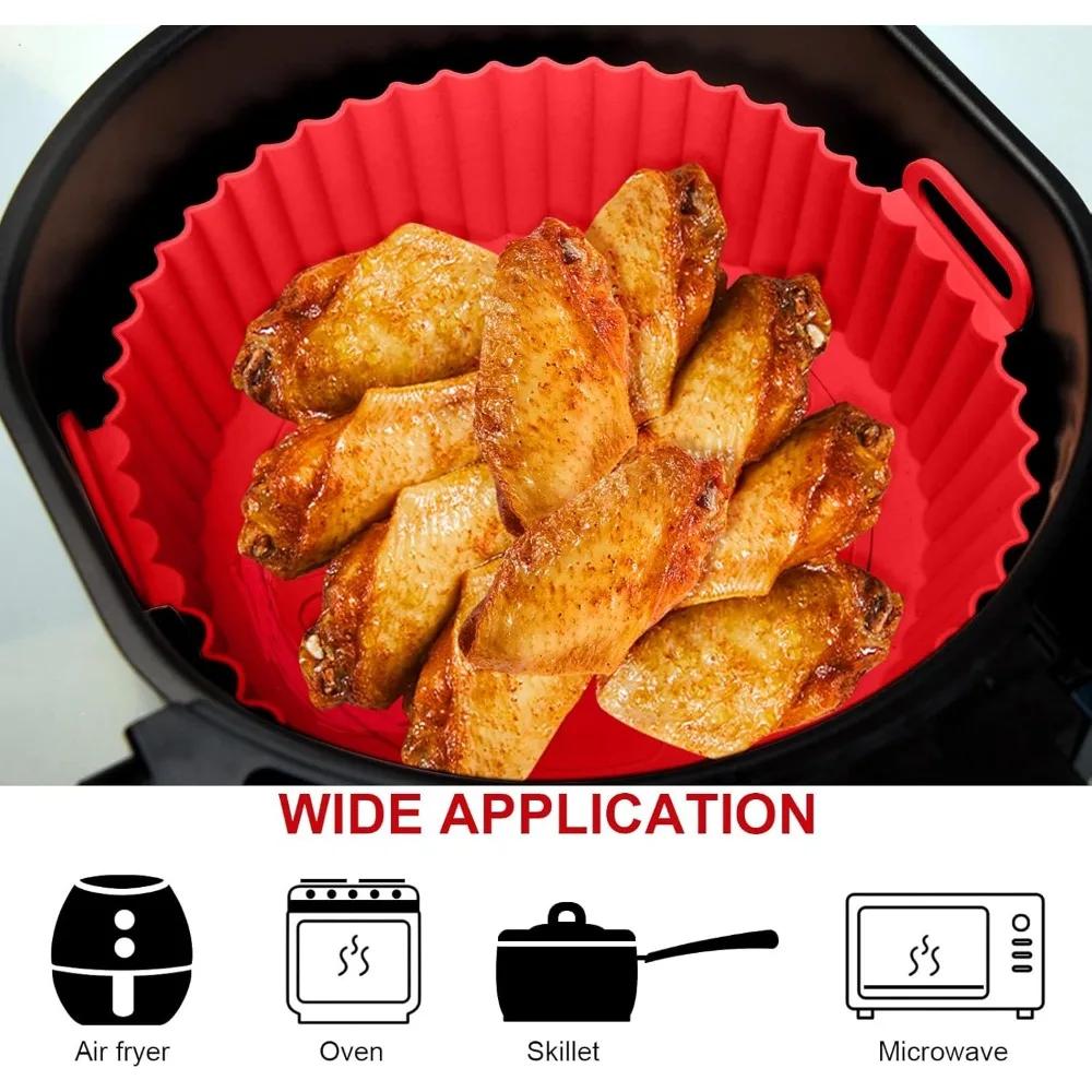 Silicone Basket Pot Tray Airfryer Liner for Air Fryer Reusable Container Accessories Pan Baking Mold Protector Kitchen Gadgets