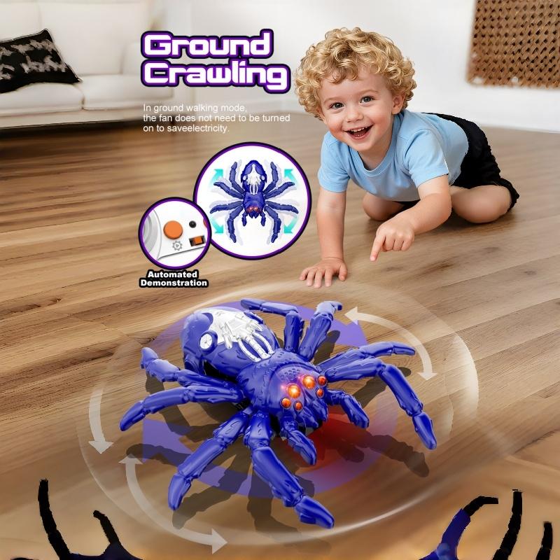 1 Set Giocattoli Scherzo a Movimento Rapido Ragno Strisciante Telecomandato con Occhi Rossi a LED Ragno Rampicante Giocattolo con Telecomando per Bambini Regalo