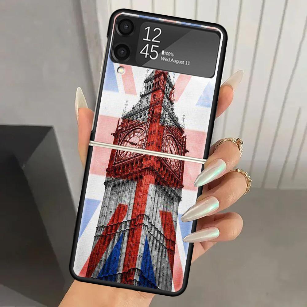 

Флаг Великобритании Union Jack Англия Жесткий ПК Чехол для Телефона для Samsung Galaxy Z Flip 7 6 5 4 3 Черный ZFlip7 ZFlip6 Flip5 Flip4 Flip3 5G Печать Samsung Z Flip 5