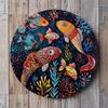 Blue Fish Ocean Round Metal Wall Art Pre Drilled Indoor Outdoor Home Decor Sign