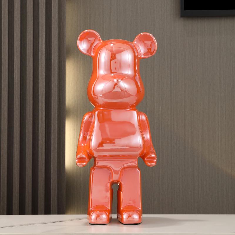 Gradient Electroplated Decorative Bear Figurine - Large Cartoon Money Box for Living Room TV Cabinet