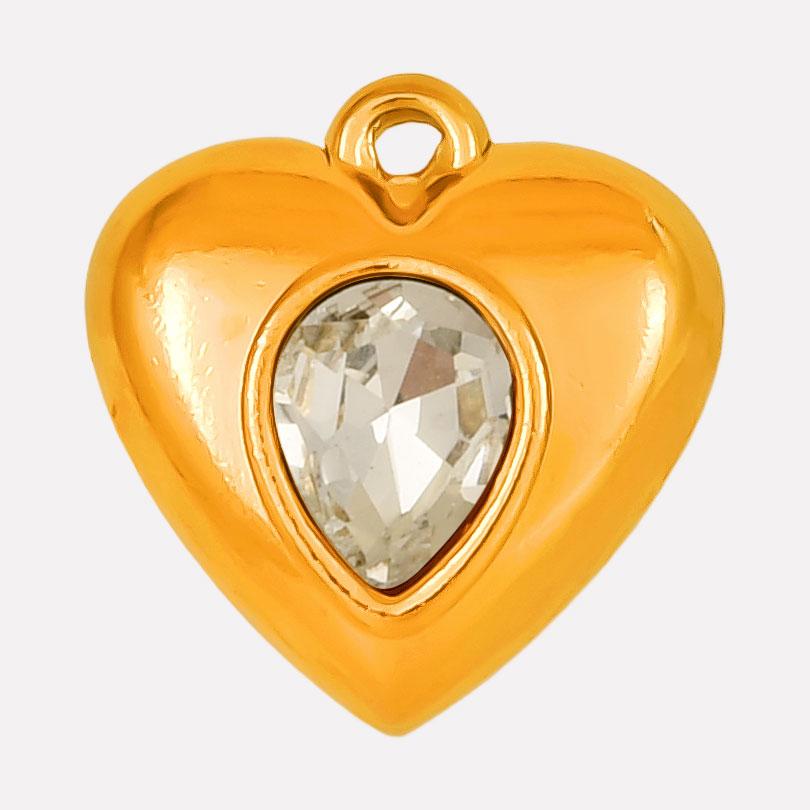 Never Fade Heart Charm Water Drop Rhinestone 6pcs Stainless Steel Charms For Jewelry Making Supplies Metal Pendant DIY Materials
