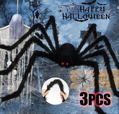 Halloween Big Plush Spider Horror Halloween Decoration Party Props Outdoor Giant Spider Decor 90-200cm Black Spider Plush Toy