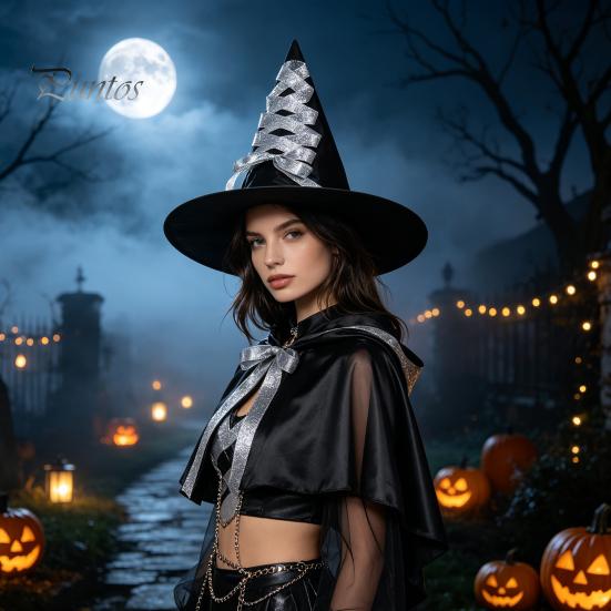 Classic Wizard Character Headwear Halloween Witch Hat, Reusable Oxford Cloth Pointed Stage Performance Costume Hat for Costume, Carnival, Masquerade,