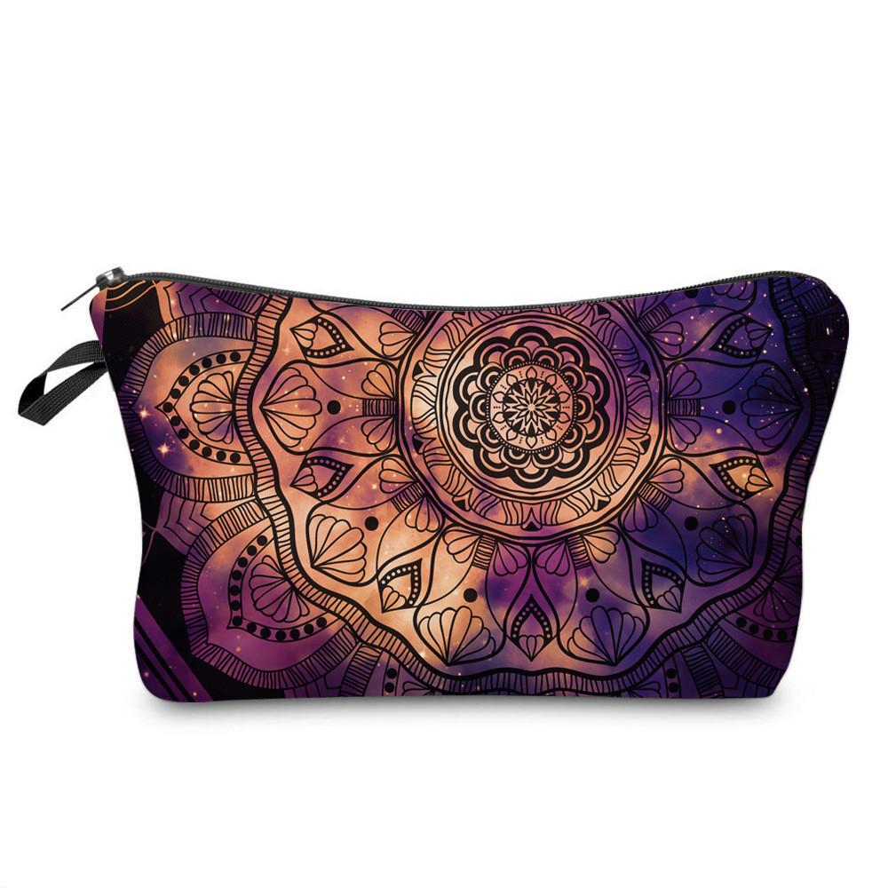 Mandala Makeup Bag Printed Multi Functional Portable Travel Storage Pouch Wash