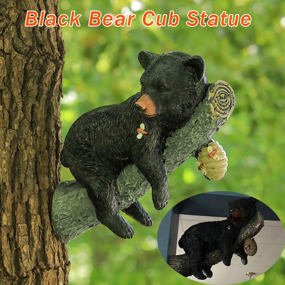 Black Bear Cub Statue Cub Napping & Hanging Figurine Resin Climbing Bear Cub Ornament Black Bear Cub Tree-Mounted Ornament China Mainland