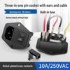 Huijun Electric 3-in-1 Pin-Type Socket with Ear, Nickel-Plated Brass Contacts, 3C Certified, 10A/250V