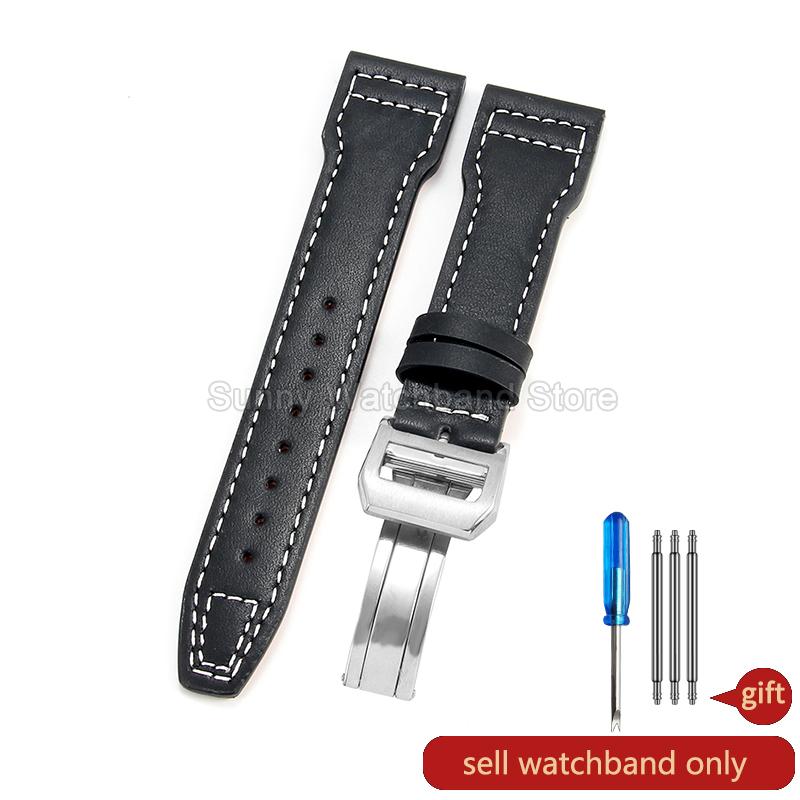 Coffee Black 20 21 22mm for IWC Portofino Le Petit Prince Portugieser Cowhide Watch Band Special Interface Needle Buckle Durable
