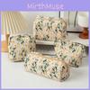Large Capacity Canvas Makeup Bag With Embroidered Daisies For Daily Use And Travel