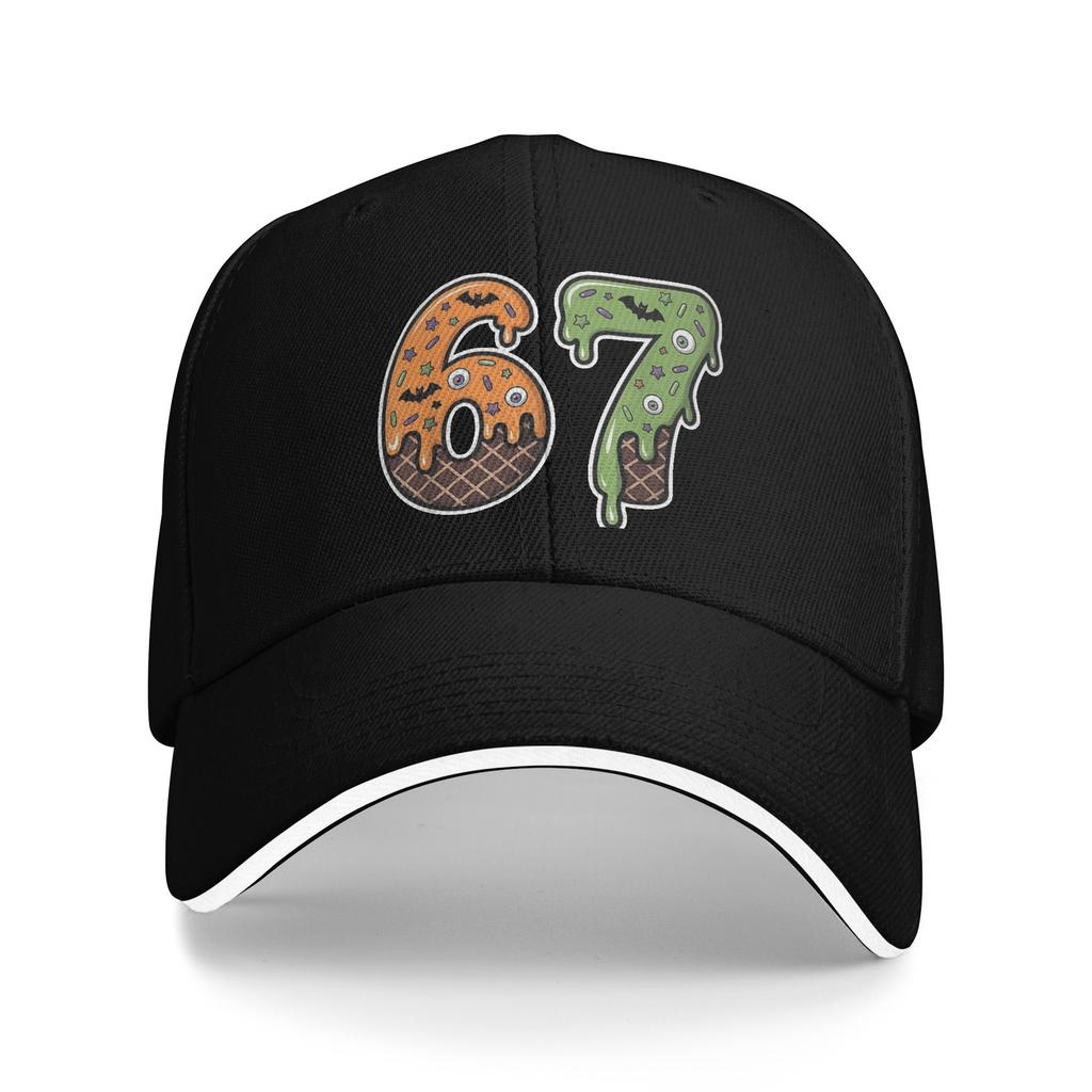67 Sorvete Halloween 67 Meme Engraçado Seis Sete Geração Alfa 67 Sol Boné de Beisebol Primavera Boné Trucker Homens Tênis Skate Boné Snapback