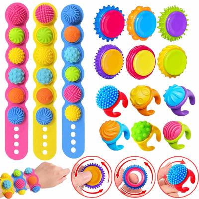 Kid Sensory Ring Fidget Toy Silicone Texture Spin Bralet Anxiety Stress Relie Toy Autism ADHD Special Classroom Calm Down Toys