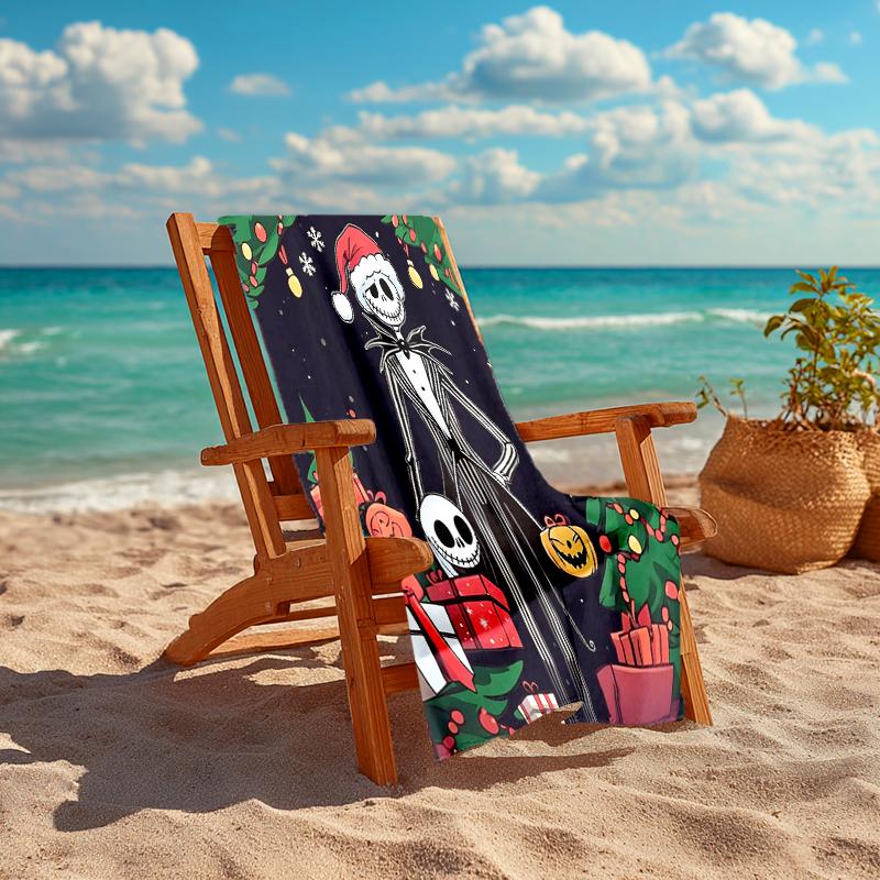 1Pc Christmas Nightmare Before Christmas Beach Towel, Quick Dry, Multi-Use for Beach Pool Gym Yoga Home Travel, Christmas, Halloween, Xmas Gift