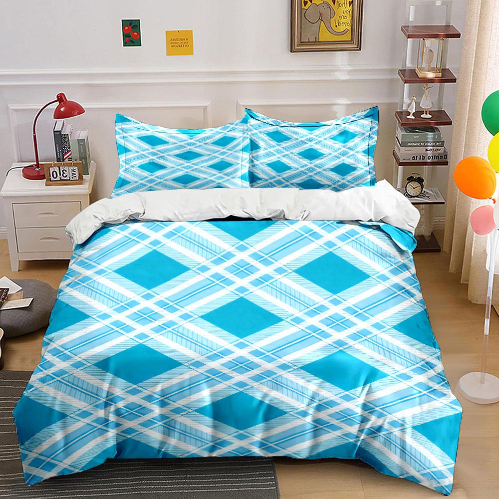 

Blue and white plaid. Bedding sets Duvet cover sets Duvet covers Pillowcases(1 * Duvet Cover 2 * Pillowcases without duvet insert) 135x200cm