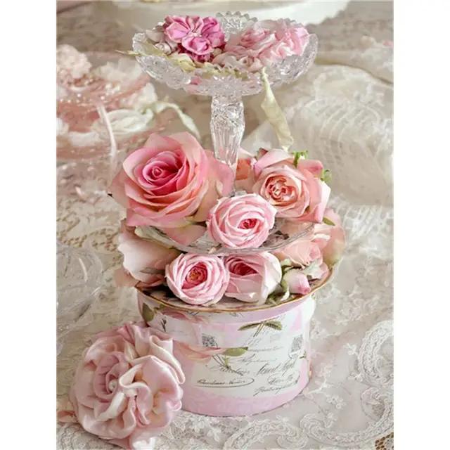 Paris Romantic Pink Flower Canvas Painting Art Wall Girl Lovely Nordic Pink Poster Prints for Living Room Home Decor Picture