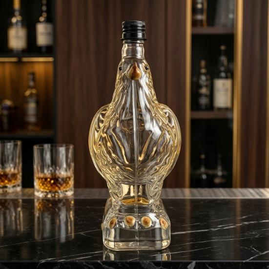 Eagle Head Whiskey Decanter, 350ml Glass Animal Liquor Bottle, 3D Bird Wine Dispenser with Stopper for Home Bar Decor, Gift Box
