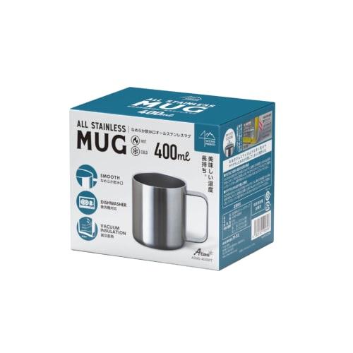 Atlas Dishwasher Safe All-Stainless Steel Vacuum Insulated Mug, 400ml, Large Size, Keeps Hot or Cold, Smooth Mouth, Perfect for Camping, ASMS-400MT