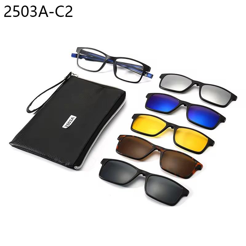 

1+5 Polarized Magnetic Sleeve Glasses Frame Male Ultralight Myopia Square Frame Female Optical Prescription Sunglasses show as picture