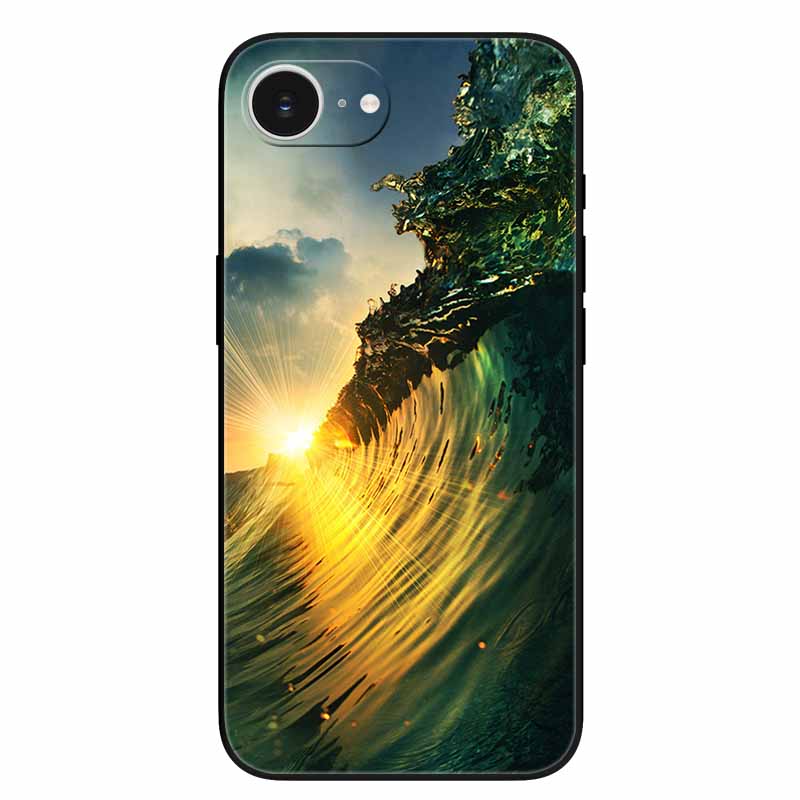 Schwarze Handyhülle Cover für Apple iPhone 16e Hüllen Gedruckte TPU Weiche Stoßfängerhülle für iPhone16e 16e 2025 Schutz Silikonhüllen