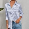 Elegant Office Lady Long Sleeve Leopard Jacquard Blouse Turn Down Collar Button Shirt Spring Autumn Fashion Tops