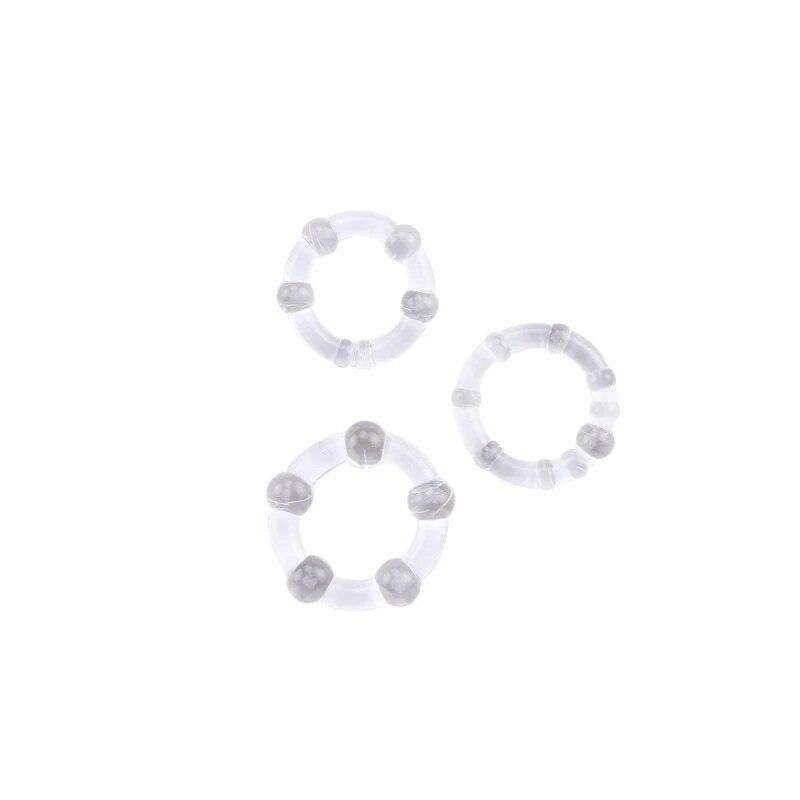 3Pcs Bead Male Delay Ejaculation Lasting Silicone Erection Ring Sex Toys Men Adults Ball Stretcher