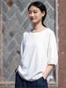 Johnature Women Solid Color Linen TShirts Tops Summer Casual Clothes Female Half Sleeve Tshirts Tees