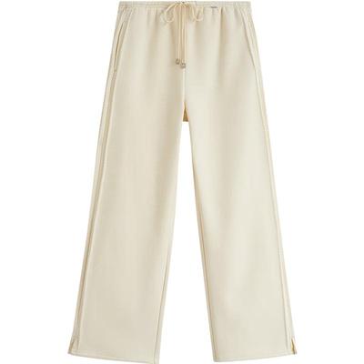 INMAN Women's 2025 Winter Fleece-Lined Knitted Slit Wide-Leg Pants