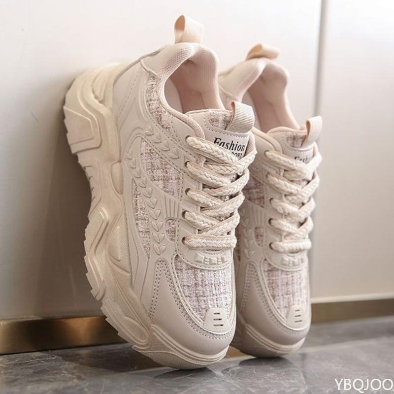 Fashion Women's Spring Autumn New Thick soled Sports Shoes with Breathable Mesh Versatile Height Increasing Casual Sports Shoes