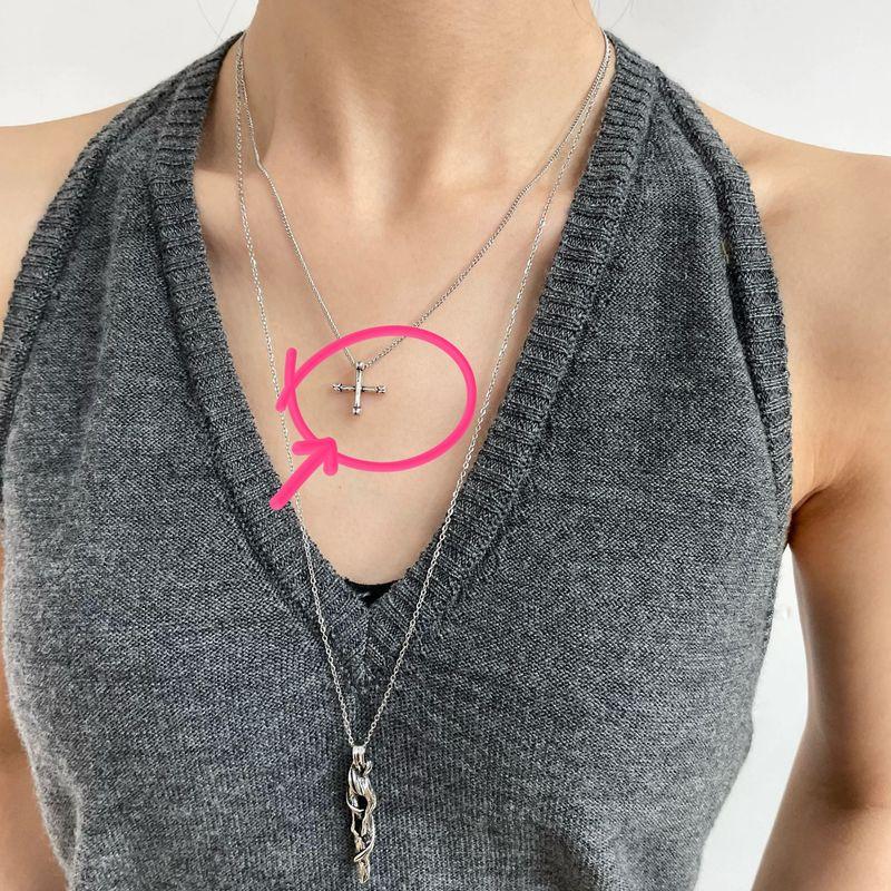 Cool Style Fashion Minimalist Silver Dark Sexy Necklace Small Cross
