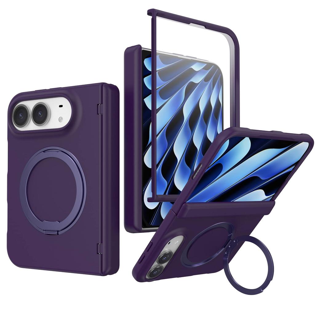 For IPhone Duo Case with Metal Kickstand Magnetic Case Built-in Screen Protector and Hinge Protection Full-Body Slim Phone Case
