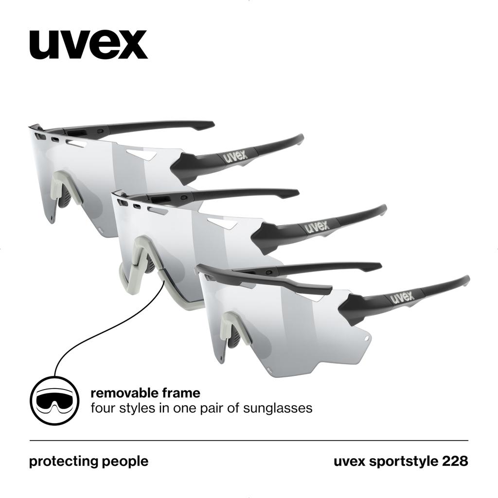 Uvex Sportstyle 228 Sports Sunglasses with UV400 Mirrored for Cycling and Outdoor Activities Protection, Anti-Fog, Lenses,