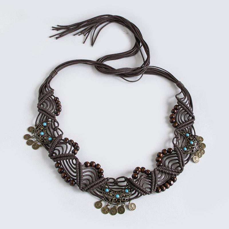 

Богемный пояс Этнический пояс Луна Вязаный Узловатый Инкрустированный Ручной работы Стиль для отпуска Женский поясной шнур