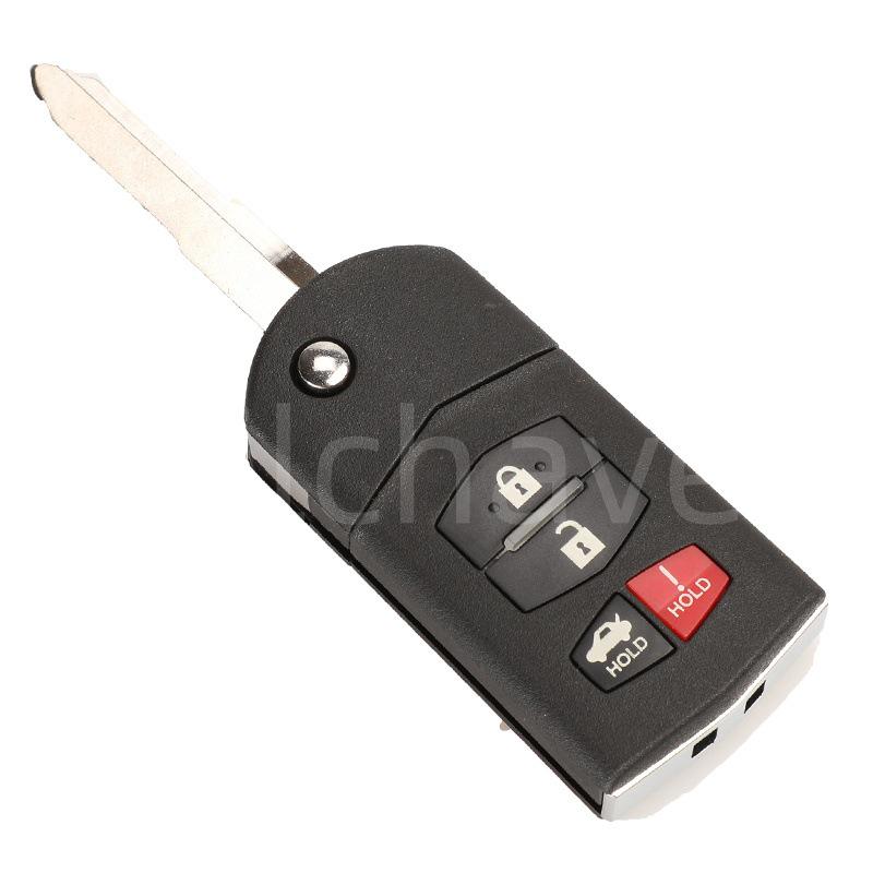 Mazda CX-5/7/9 4-Tasten Klappschlüsselgehäuse mit großem Batteriefach