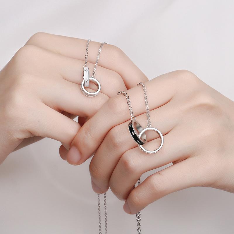 Doppelring Epoxid-Paar-Halskette Ein Paar Japanische und Koreanische Nischen-Designs High-End-Geschenke für Schüler zum Valentinstag