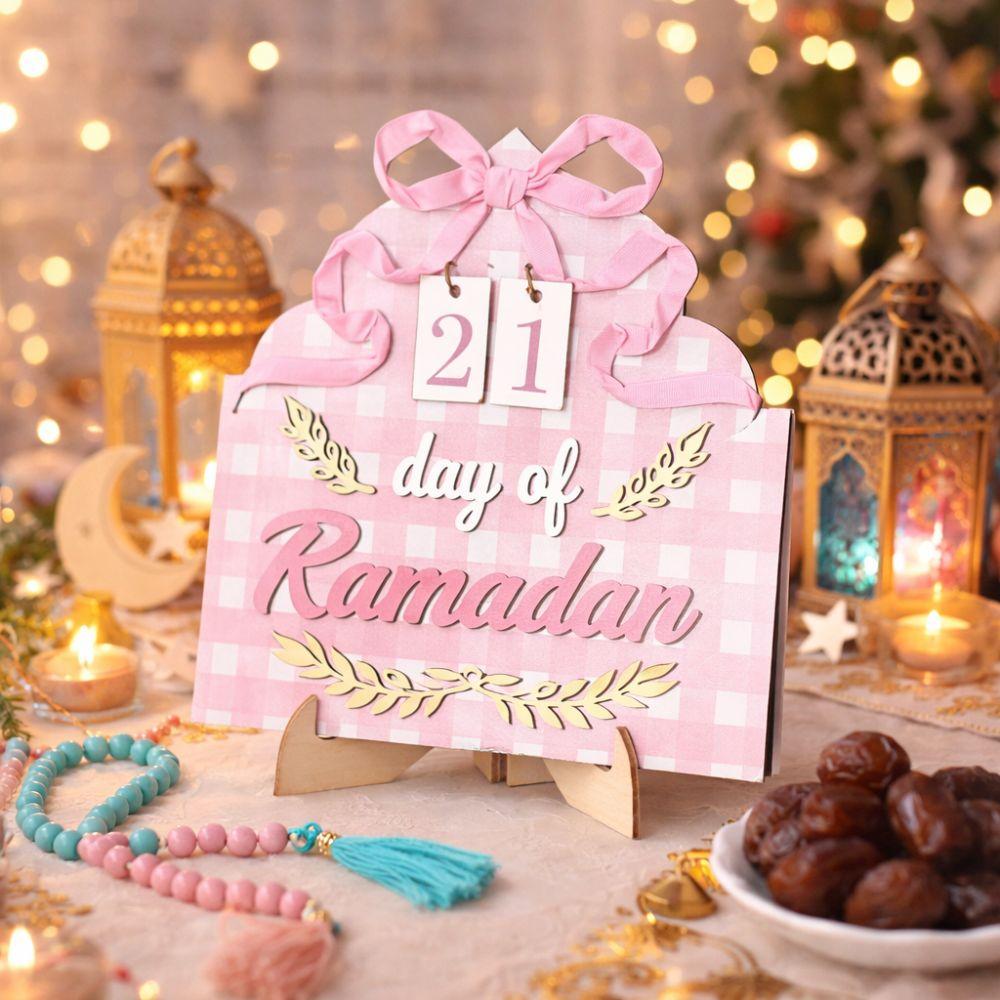 Festival Ramadan Countdown Calendar Wooden Islamic Muslim Decor  Indoor Desk Accessory