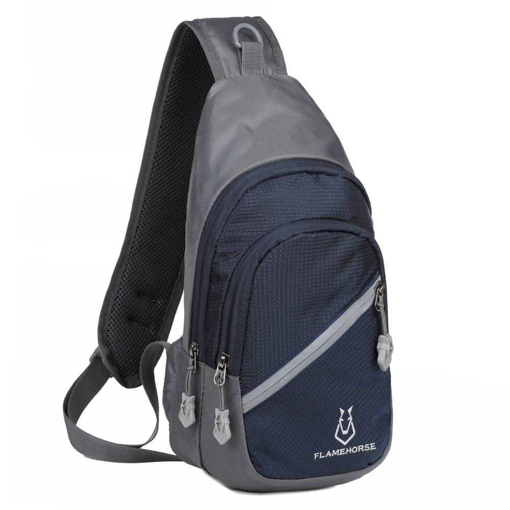 Crossbody Sling Bag Ultra-Lightweight Water Resistance Nylon Chest Shoulder Bag With Earphone Hole For Men And Women