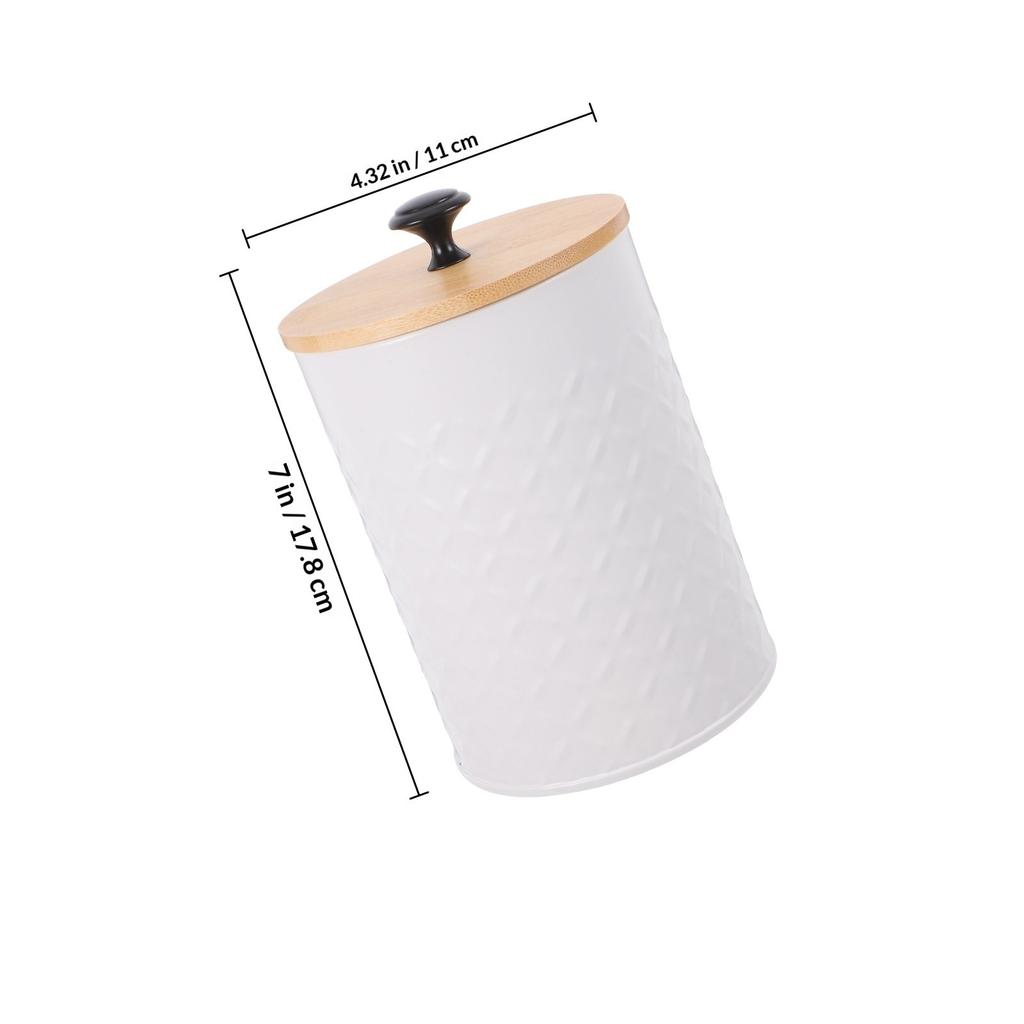 Metal Kitchen Canister with Airtight Bamboo Lid for Coffee Beans Tea Sugar Grains Spices Countertop Storage Freshness Keeper