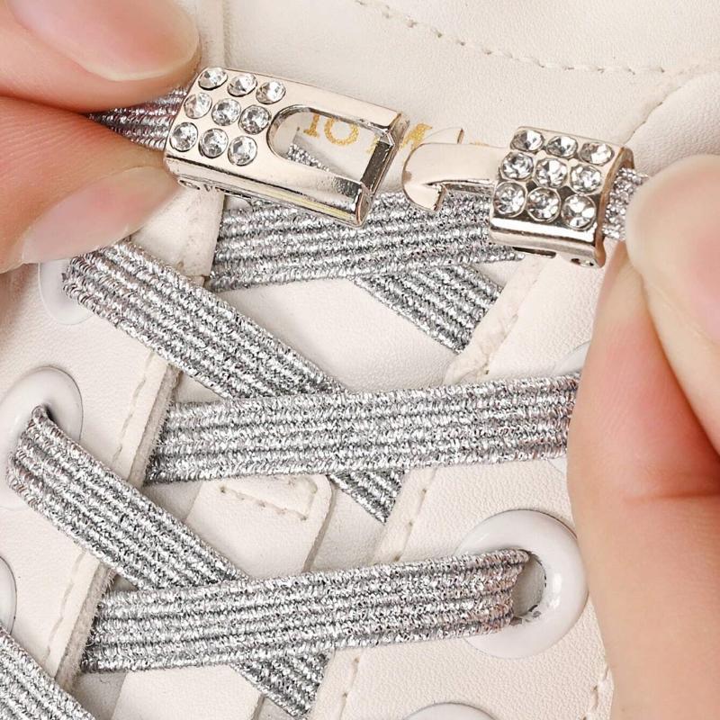 No Tie Lazy Shoe Laces 1 Pair Fashion Colorful Buckle Elastic Shoelaces Suitable for School Children Daily Sports Sneakers