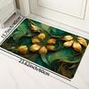 Dark Green Flower Bud Floral Print Area Rug, Aesthetic Painted Blossom Floor Mat for Bathroom Kitchen, Washable Decor Carpet
