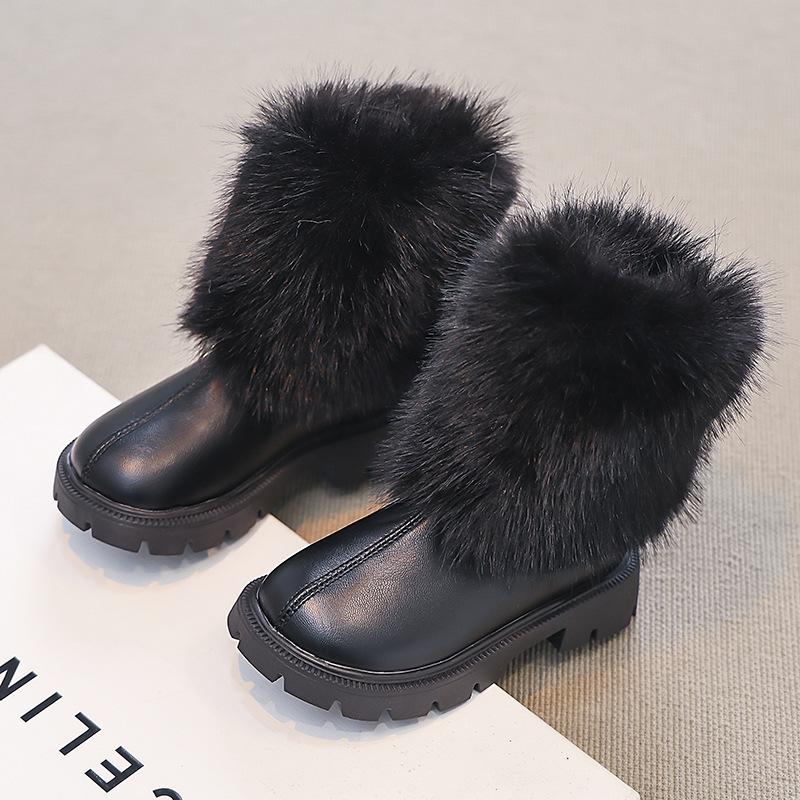 

Girls short boots, warm autumn and winter new children s Martin boots, British style princess boots, baby plush cotton boots, children s boots 23the Length Within the C