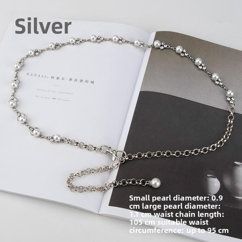 

Women s metal thin waist chain sweet rhinestone pearl easiest for matchstylish chain