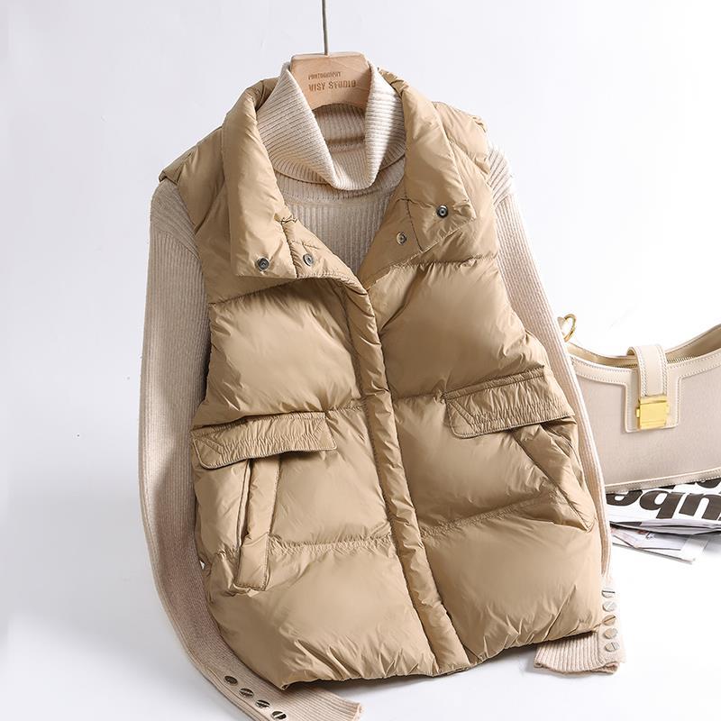 2024 New Bag Cover Down Vest Women's Winter White Duck Down Outer Wear Korean Version Loose Vest Vest Vest Vest Outer Wear