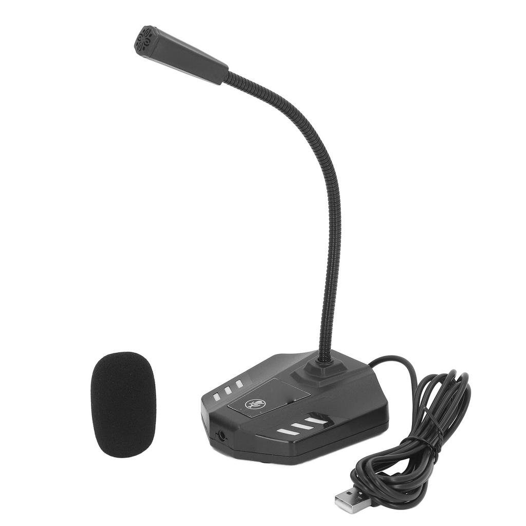 USB Computer Microphone Desktop Condenser PC Laptop Mic with Gooseneck Design Mute Button Indicator