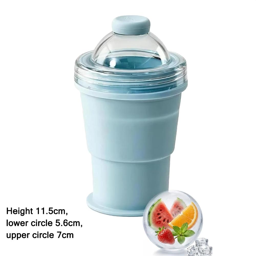 2 in 1 Ice Mold and Water Bottle Food-Grade Silicone Foldable Ice Ball Cup BPA-Free Portable Travel Tumbler for Outdoor Camping