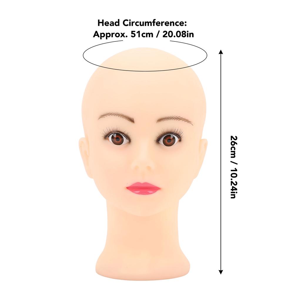 Bald Mannequin Head PVC Soft Delicate Bald Head Model with Universal Bracket Interface for Makeup Wig Hat Display
