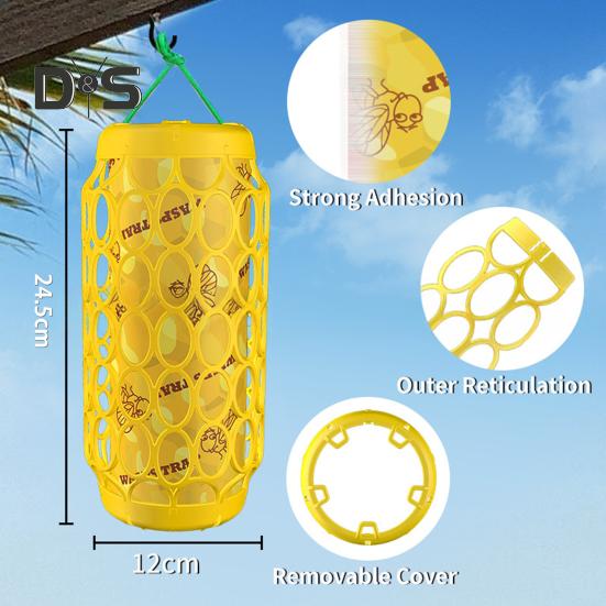 Wasp Traps Eco-Friendly Bright Color Strong Stickiness Easy To Install Indoor/Outdoor Hanging Paper Wasps Bee Traps Catcher