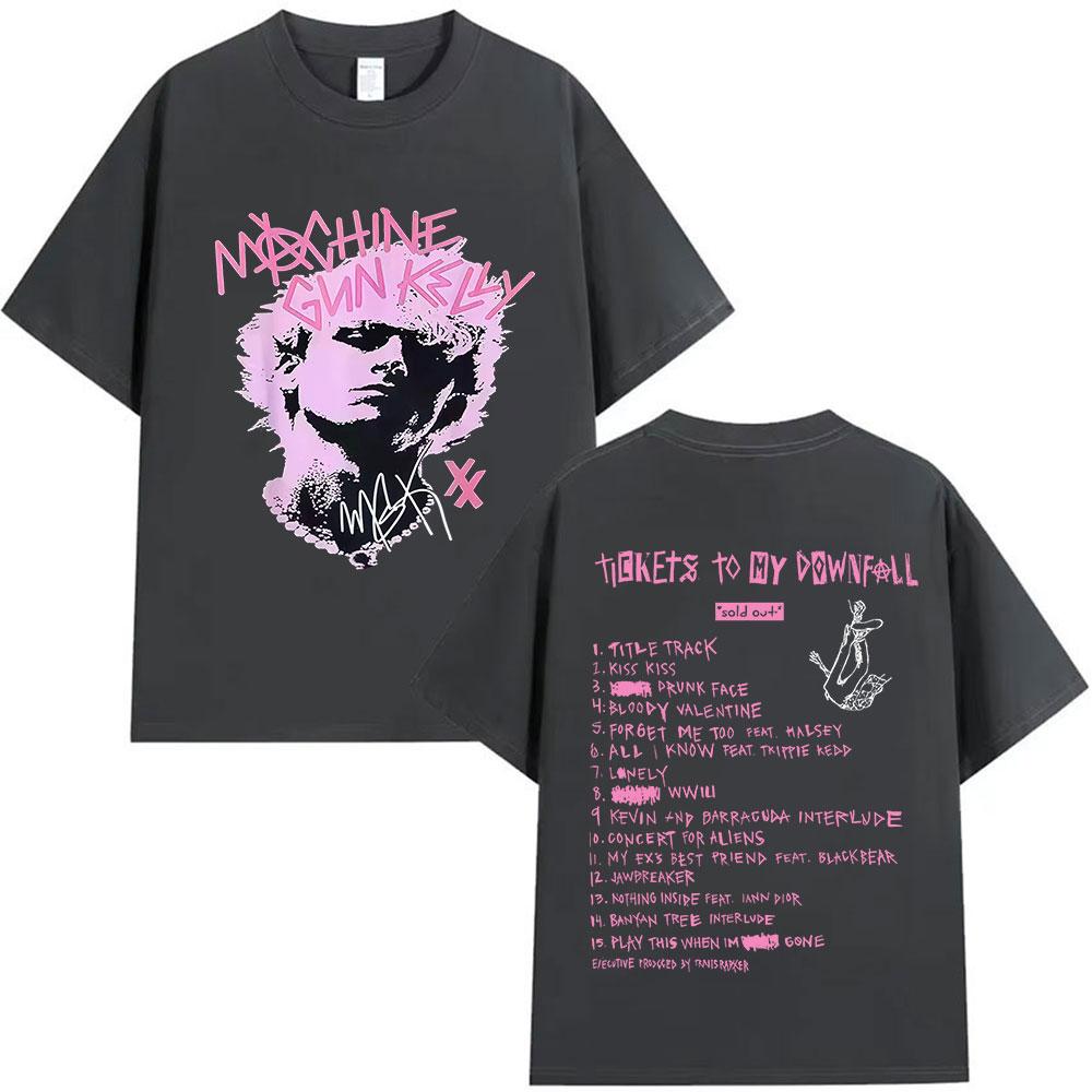 

MGK Machine Gun Kelly Tour 2025 Graphic T-shirt, Gothic Men Hip-hop Short-sleeved T-shirt, Retro Printed Pure Cotton T-shirt 4XL