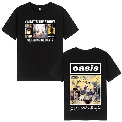 O-Oasis T-Shirts British Rock Band Vintage T-shirt Mens Clothing Cotton Casual Short Sleeve T Shirts Tops Streetwear Fans Gift